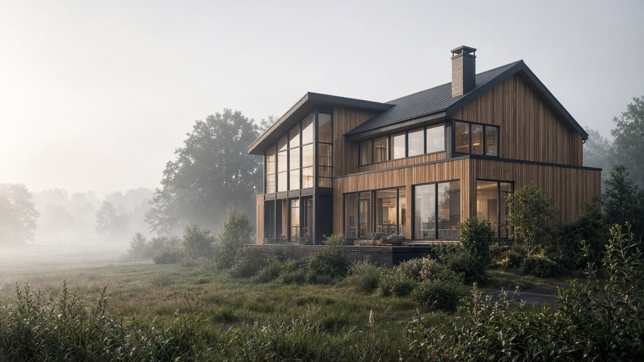 A modern new-build self-build house in rural England